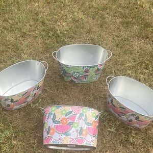 Beautiful metal buckets .